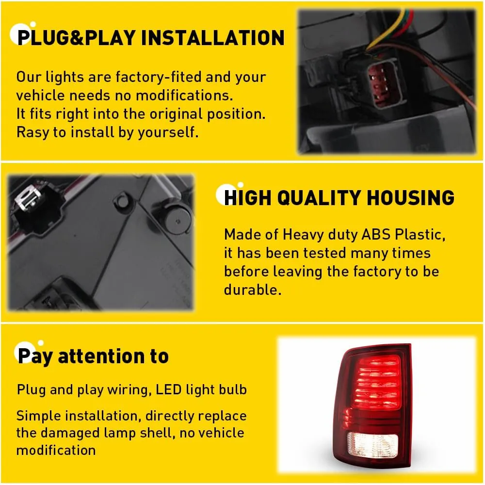 LED Tail Light Assemblies Compatible With 2013-2018 Dodge Ram 1500 2500 3500 Rear Factory Tail Light(Replaces OEM LED ONLY)