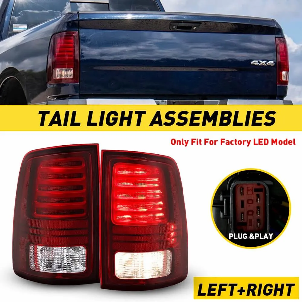 LED Tail Light Assemblies Compatible With 2013-2018 Dodge Ram 1500 2500 3500 Rear Factory Tail Light(Replaces OEM LED ONLY)