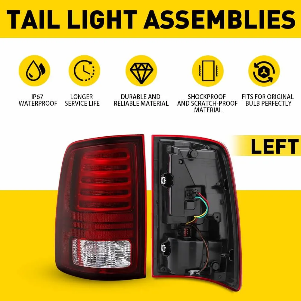 LED Tail Light Assemblies Compatible With 2013-2018 Dodge Ram 1500 2500 3500 Rear Factory Tail Light(Replaces OEM LED ONLY)