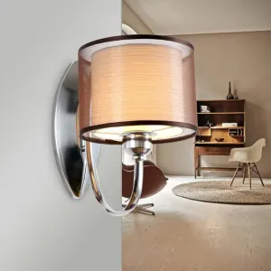 Modern Cylindrical Fabric Shade Wall Sconce - Stylish 1/2-Light Hallway Fixture with Chrome Finish