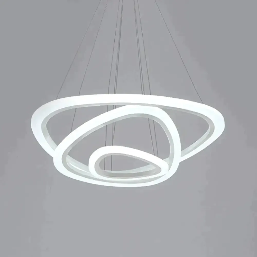 Modern LED Circles Pendant Lights Living Dining Room Fixtures With Remote Dimmable Rings Home Decor Bedroom White Hanging Lamp