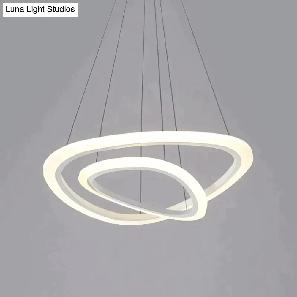 Modern LED Circles Pendant Lights Living Dining Room Fixtures With Remote Dimmable Rings Home Decor Bedroom White Hanging Lamp