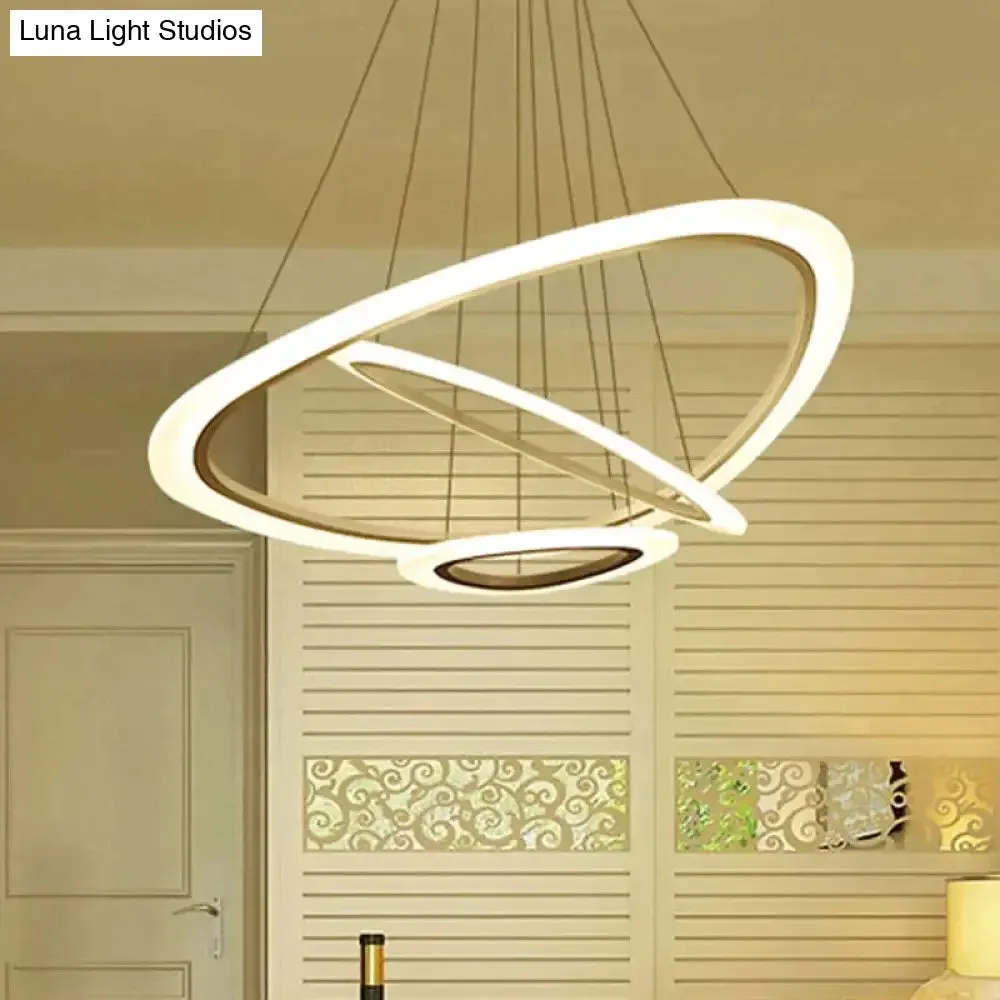 Modern LED Circles Pendant Lights Living Dining Room Fixtures With Remote Dimmable Rings Home Decor Bedroom White Hanging Lamp