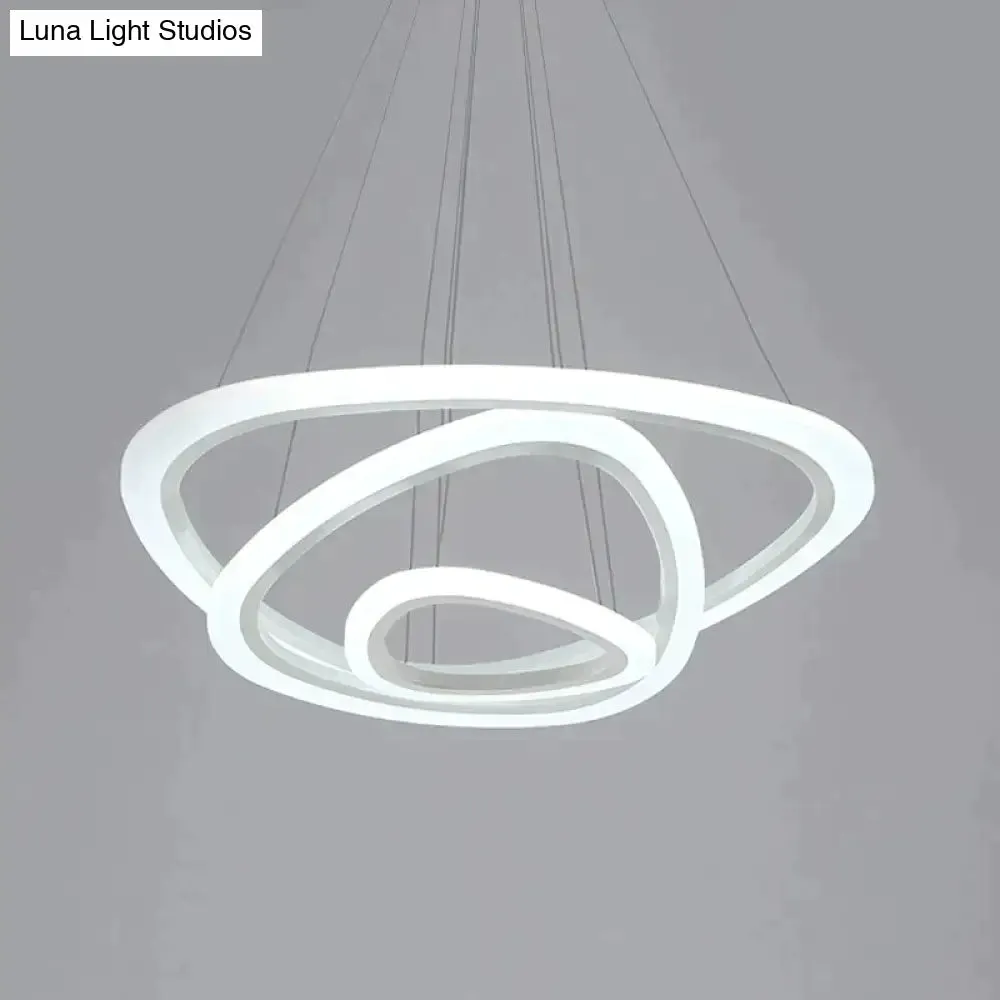 Modern LED Circles Pendant Lights Living Dining Room Fixtures With Remote Dimmable Rings Home Decor Bedroom White Hanging Lamp