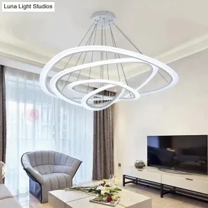 Modern LED Circles Pendant Lights Living Dining Room Fixtures With Remote Dimmable Rings Home Decor Bedroom White Hanging Lamp