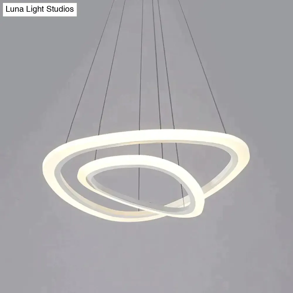 Modern LED Circles Pendant Lights Living Dining Room Fixtures With Remote Dimmable Rings Home Decor Bedroom White Hanging Lamp