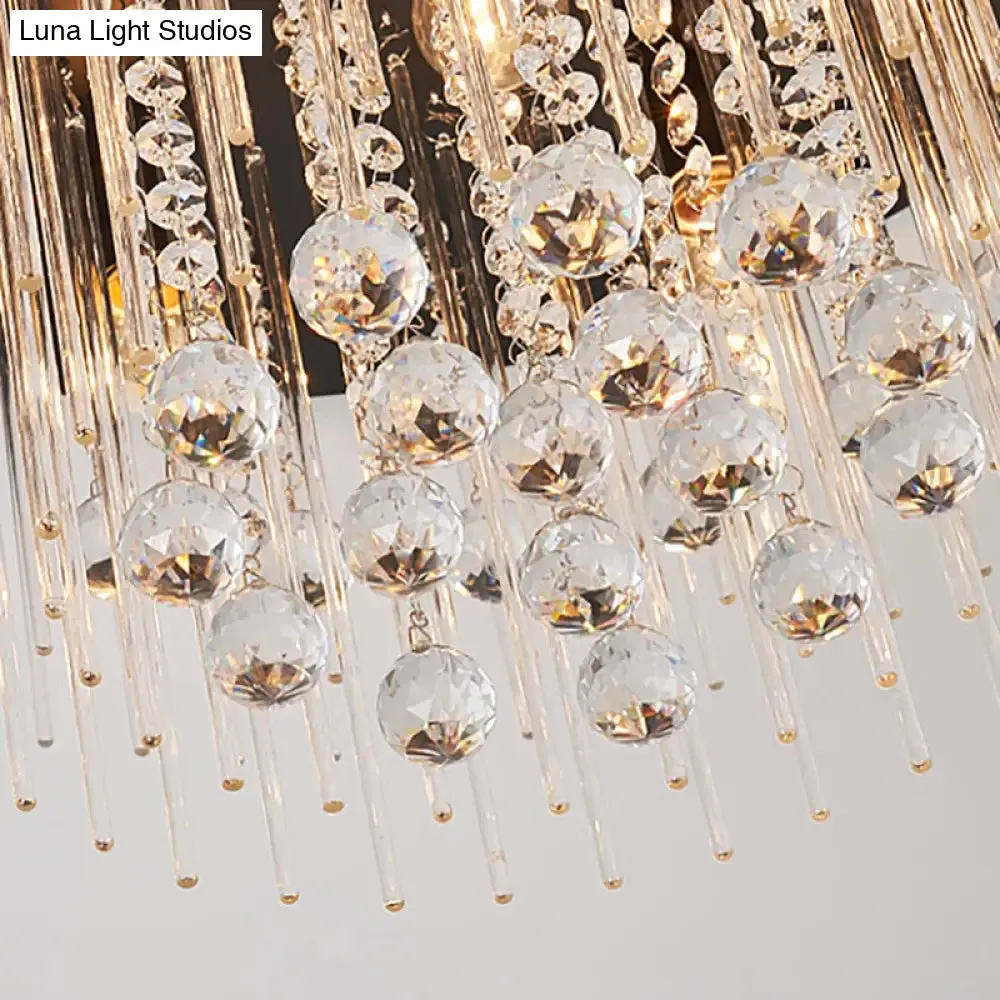 Modernist Black Tiered Flush Ceiling Light: 19.5"/23.5" Dia, 8-Light Crystal Lamp