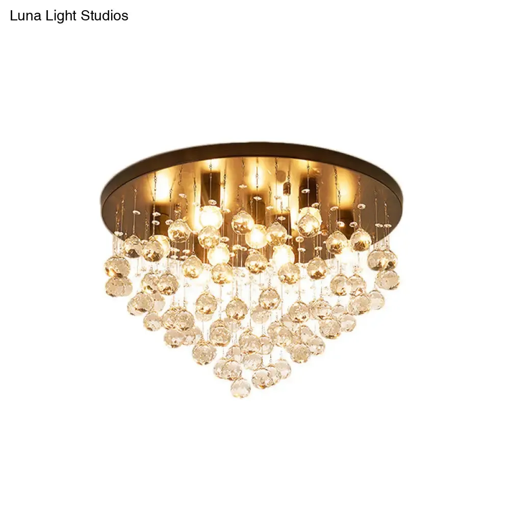 Modernist Black Tiered Flush Ceiling Light: 19.5"/23.5" Dia, 8-Light Crystal Lamp
