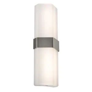Naples 16 in. LED Wall Light Satin Nickel Finish White Shade