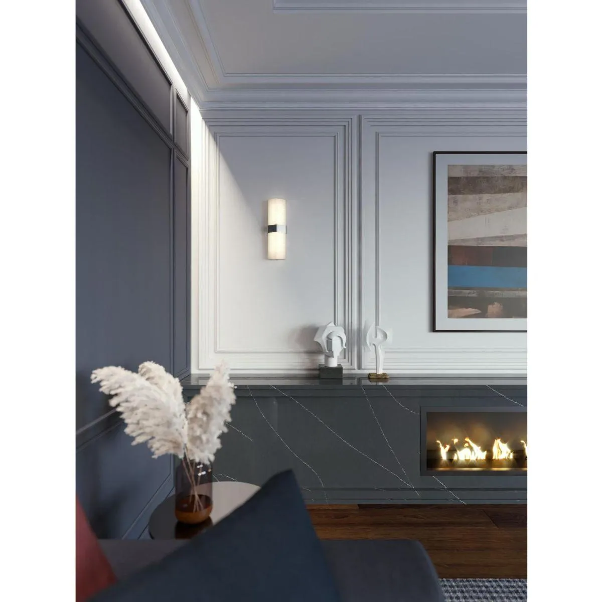 Naples 16 in. LED Wall Light Satin Nickel Finish White Shade