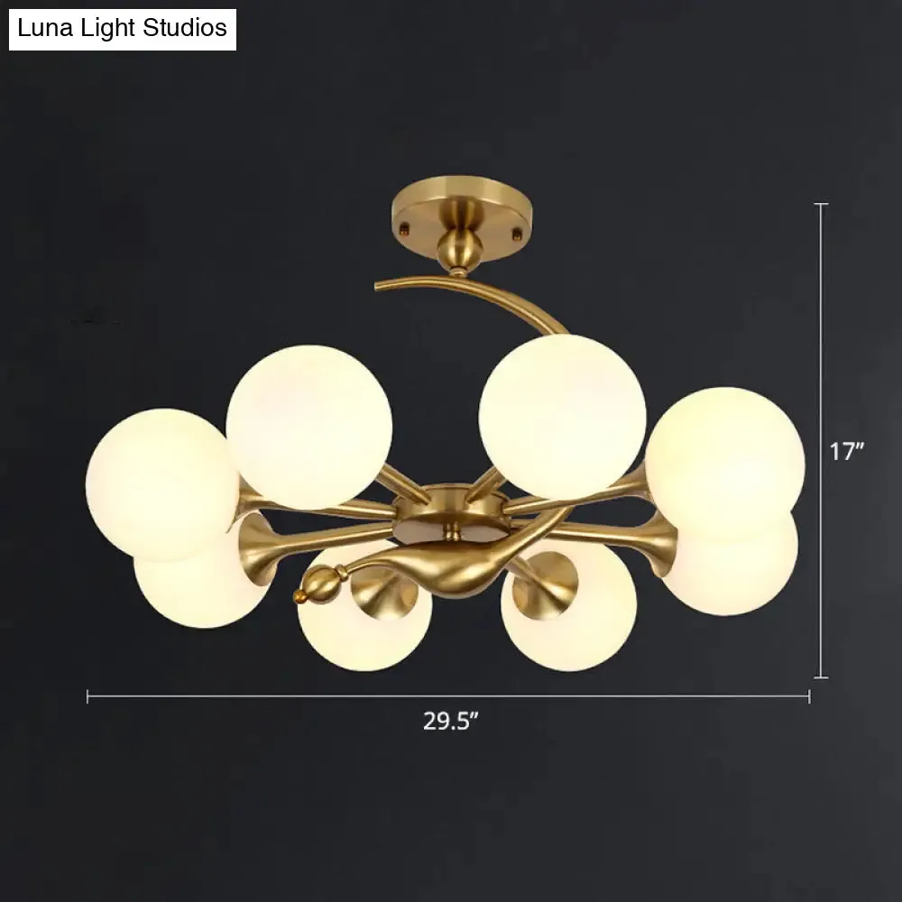 Postmodern Glass Chandelier with Brass Finish, Ideal for Living Room – Stylish Suspension Lamp