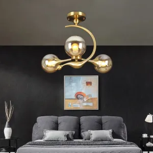 Postmodern Glass Chandelier with Brass Finish, Ideal for Living Room – Stylish Suspension Lamp