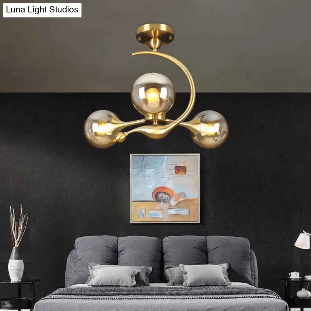 Postmodern Glass Chandelier with Brass Finish, Ideal for Living Room – Stylish Suspension Lamp