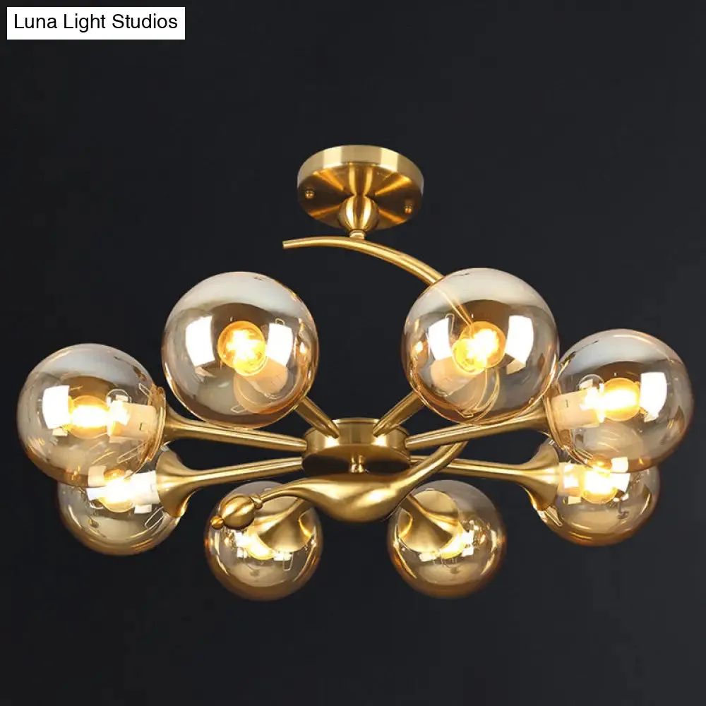Postmodern Glass Chandelier with Brass Finish, Ideal for Living Room – Stylish Suspension Lamp