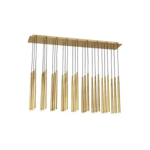Pylon 43 in. 27 Lights LED Chandelier 277V Natural Brass Finish
