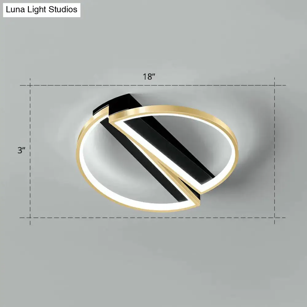 Sleek Geometrical Flush Ceiling Light in Black-Gold Finish - Simplicity Acrylic Flushmount for Stylish Bedrooms