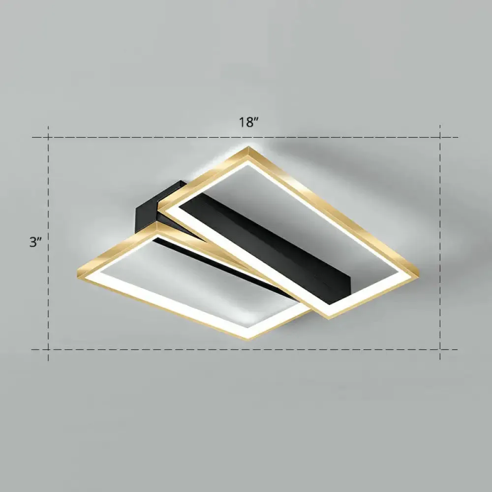 Sleek Geometrical Flush Ceiling Light in Black-Gold Finish - Simplicity Acrylic Flushmount for Stylish Bedrooms