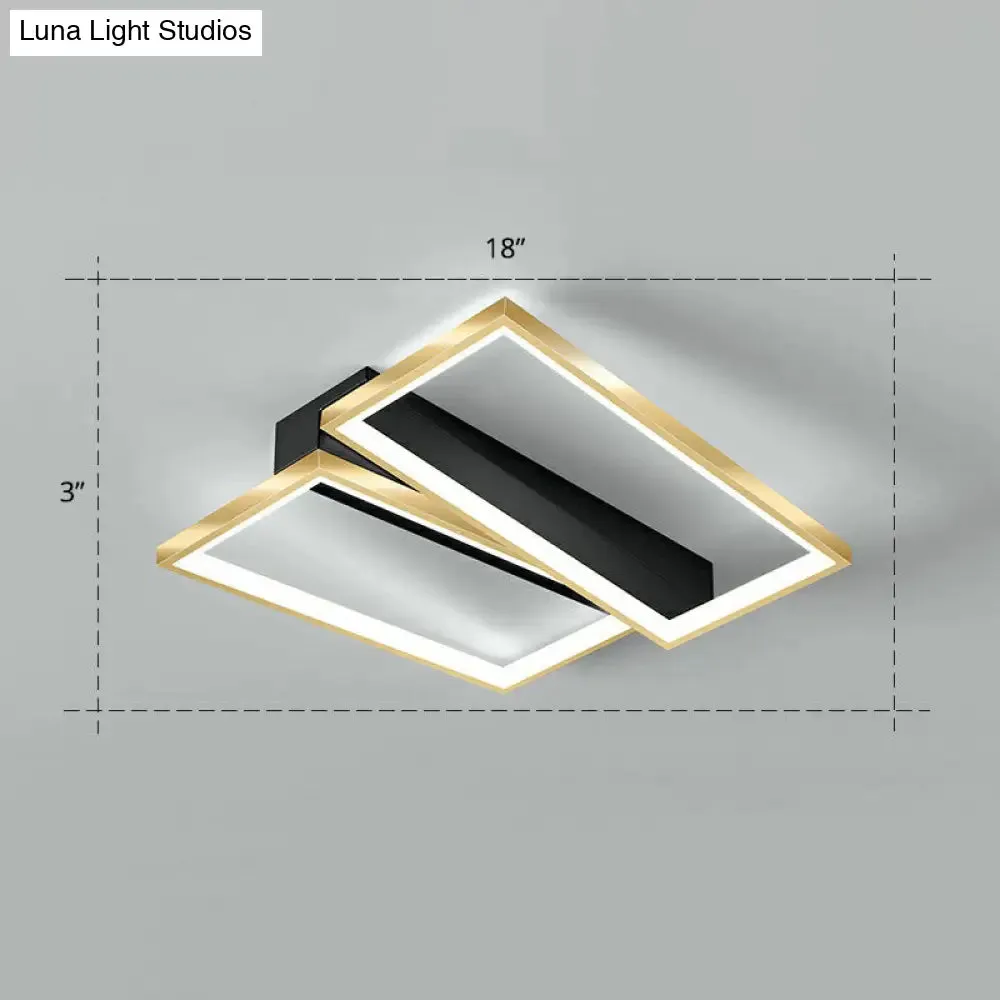 Sleek Geometrical Flush Ceiling Light in Black-Gold Finish - Simplicity Acrylic Flushmount for Stylish Bedrooms