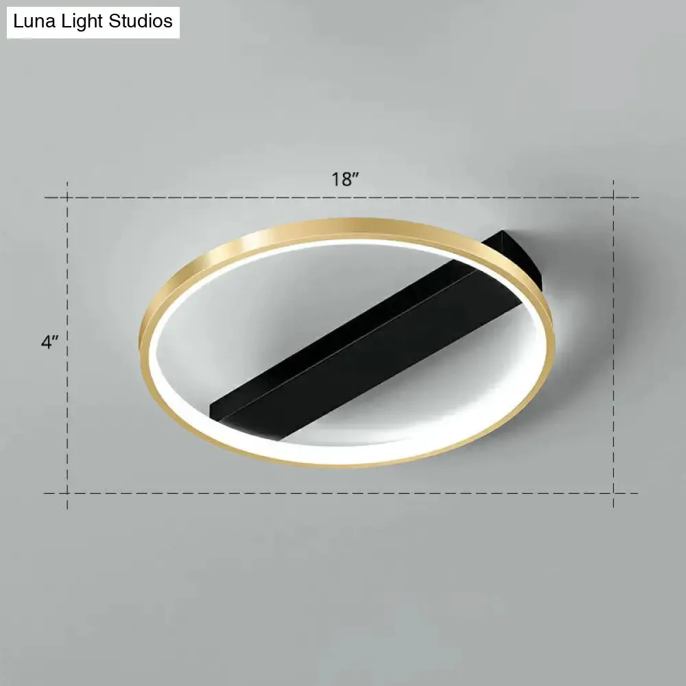 Sleek Geometrical Flush Ceiling Light in Black-Gold Finish - Simplicity Acrylic Flushmount for Stylish Bedrooms