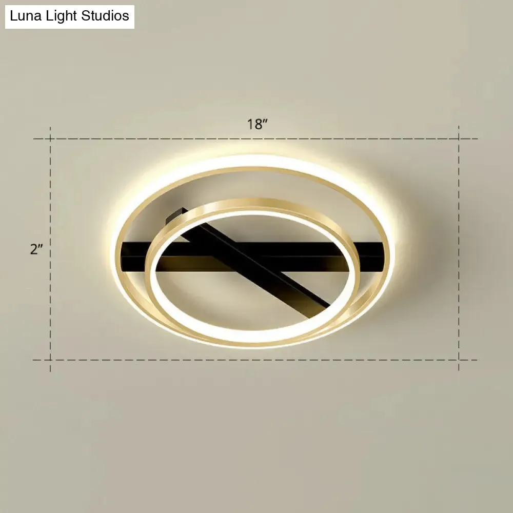 Sleek Geometrical Flush Ceiling Light in Black-Gold Finish - Simplicity Acrylic Flushmount for Stylish Bedrooms