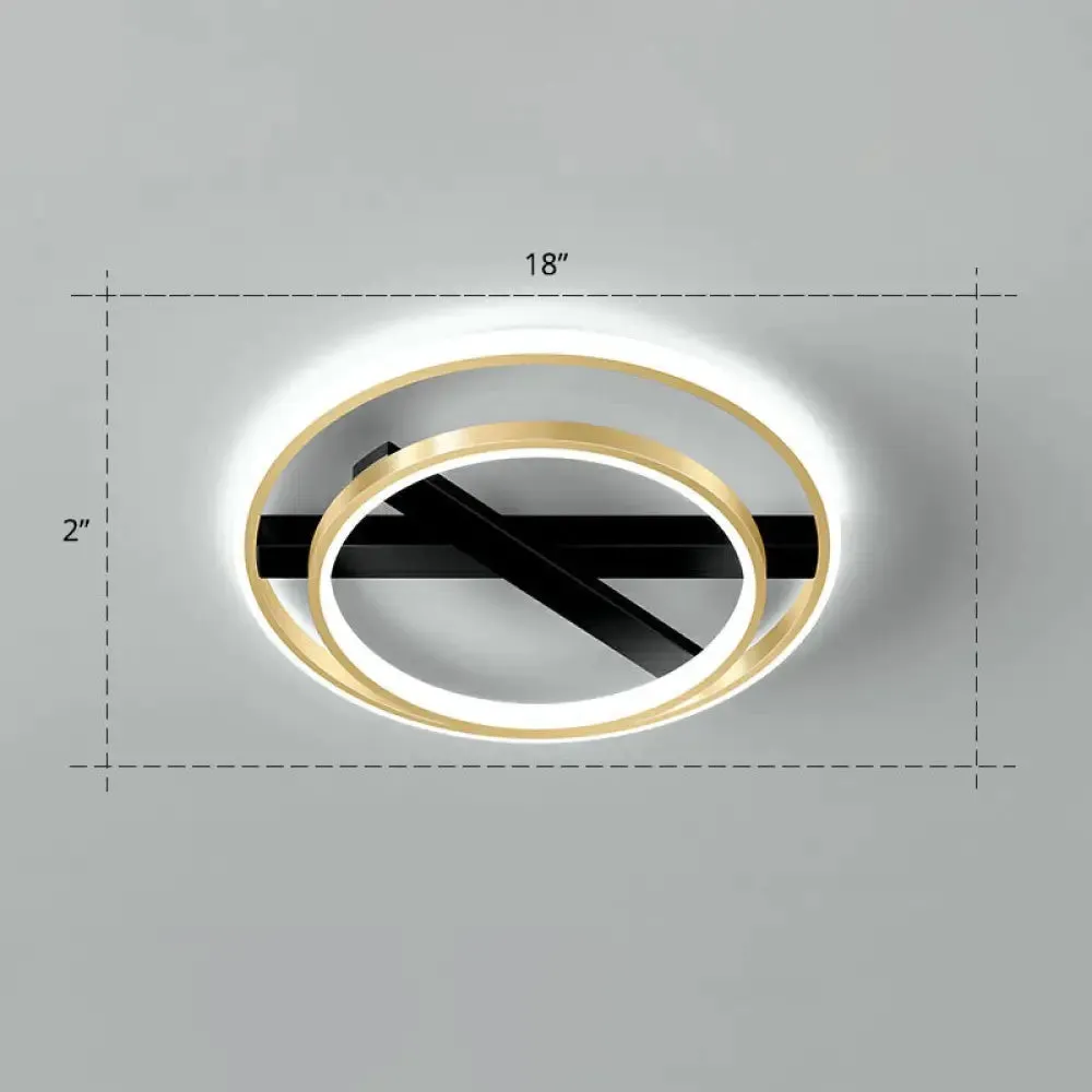 Sleek Geometrical Flush Ceiling Light in Black-Gold Finish - Simplicity Acrylic Flushmount for Stylish Bedrooms