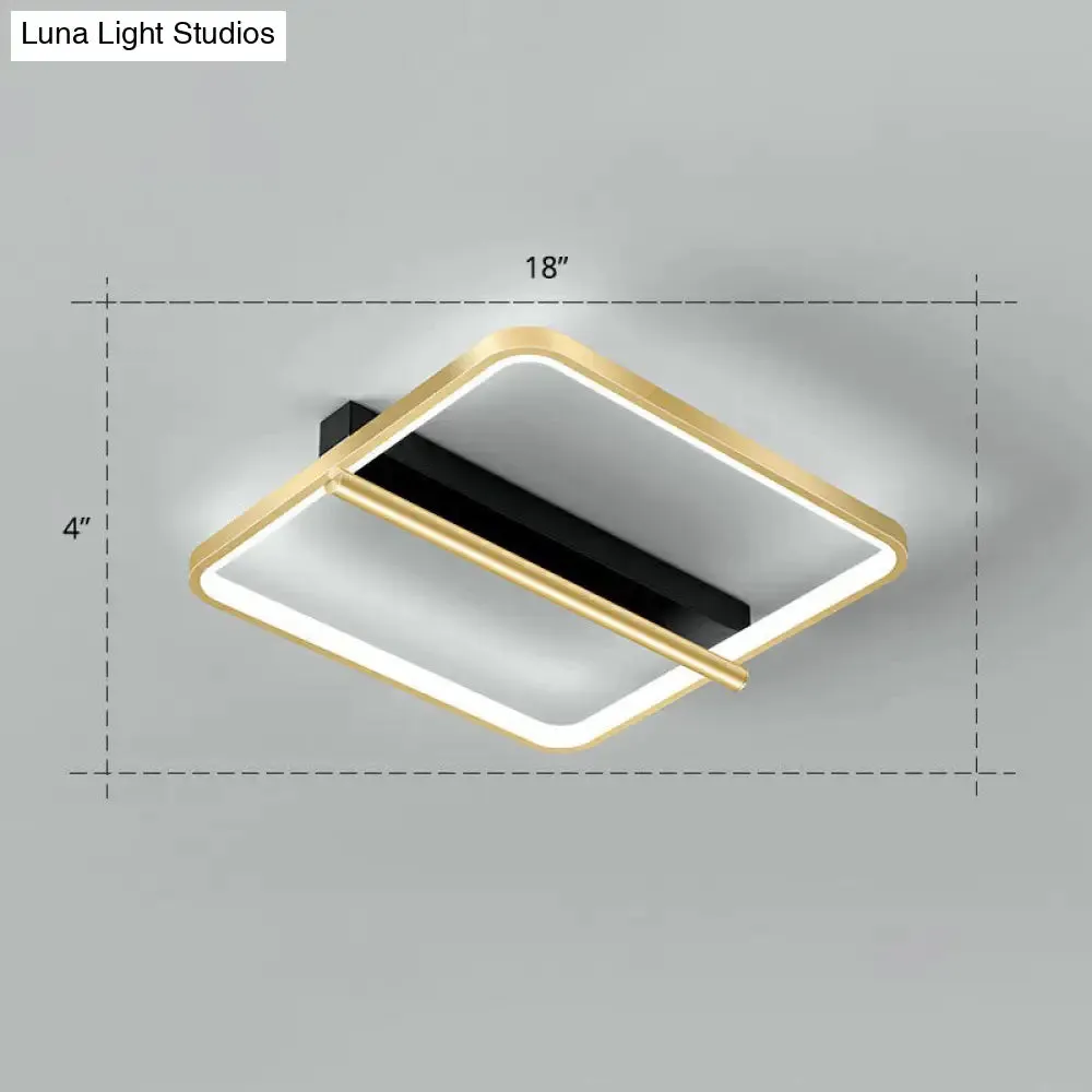Sleek Geometrical Flush Ceiling Light in Black-Gold Finish - Simplicity Acrylic Flushmount for Stylish Bedrooms