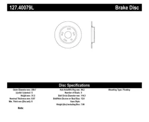 StopTech Honda CR-Z Left Rear Slotted & Drilled Rotor