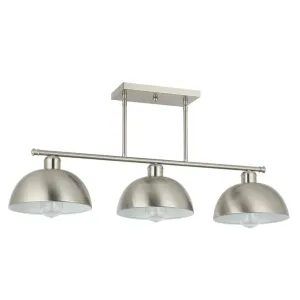Triple Metal Dome Light Satin Chrome