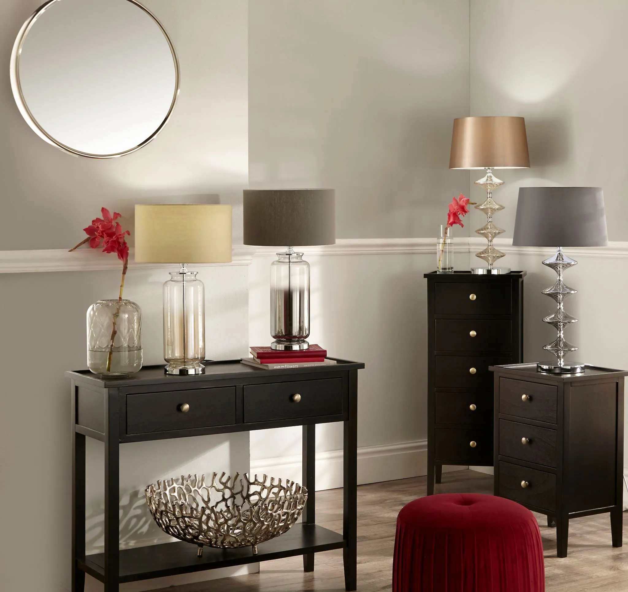 Vivienne Ombre Glass Table Lamp in Grey
