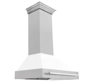 ZLINE 36" DuraSnow Stainless Steel Range Hood with White Matte Shell (8654SNX-WM-36)