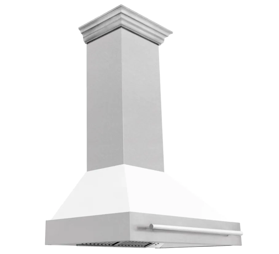 ZLINE 36" DuraSnow Stainless Steel Range Hood with White Matte Shell (8654SNX-WM-36)